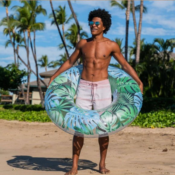 PoolCandy Tropical Palms Jumbo Pool Tube Float 48" Resort Collection NEW! - Picture 4 of 11